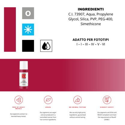 Pigmento Swiss Color 105 Dark Magenta 5 ml – Magenta organico intenso per labbra, areola e miscele profonde e sofisticate.