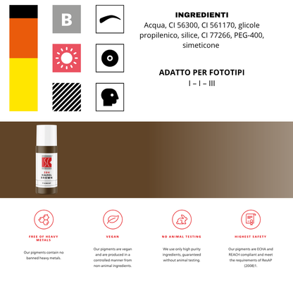 Pigmento Swiss Color 204 Hazel Brown 5 ml – Marrone naturale per sopracciglia, perfetto per effetti soft e tecniche Powder/Ombré.