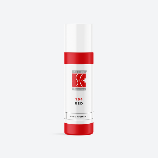 Flacone pigmento 104 Red Swiss Color 10 ml – Pigmento organico rosso intenso per labbra PMU, colore caldo e luminoso.