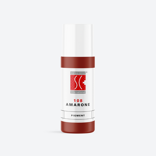 Flacone pigmento 108 Amarone Swiss Color 5 ml – pigmento minerale tono castagna vino per PMU labbra, sopracciglia e areola.