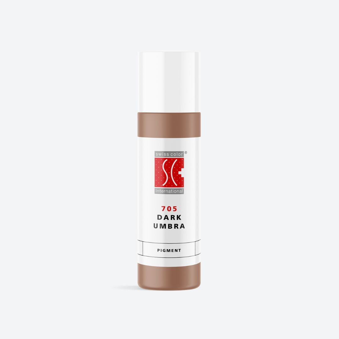 Flacone pigmento 705 Dark Umbra – Rosa antico polveroso minerale per labbra, areola e camouflage PMU Serie 7 Swiss Color, formula vellutata e stabile.