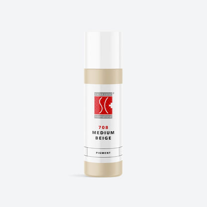 Flacone pigmento 708 Medium Beige – Beige medio freddo per camouflage e correzioni PMU Serie 7 Swiss Color, formula minerale purificata e coprente.